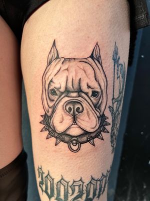 Capture the loyalty and strength of a mastiff with this detailed dotwork tattoo by Claudia Whiteheart.
