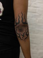 Flame Elbow Tattoo