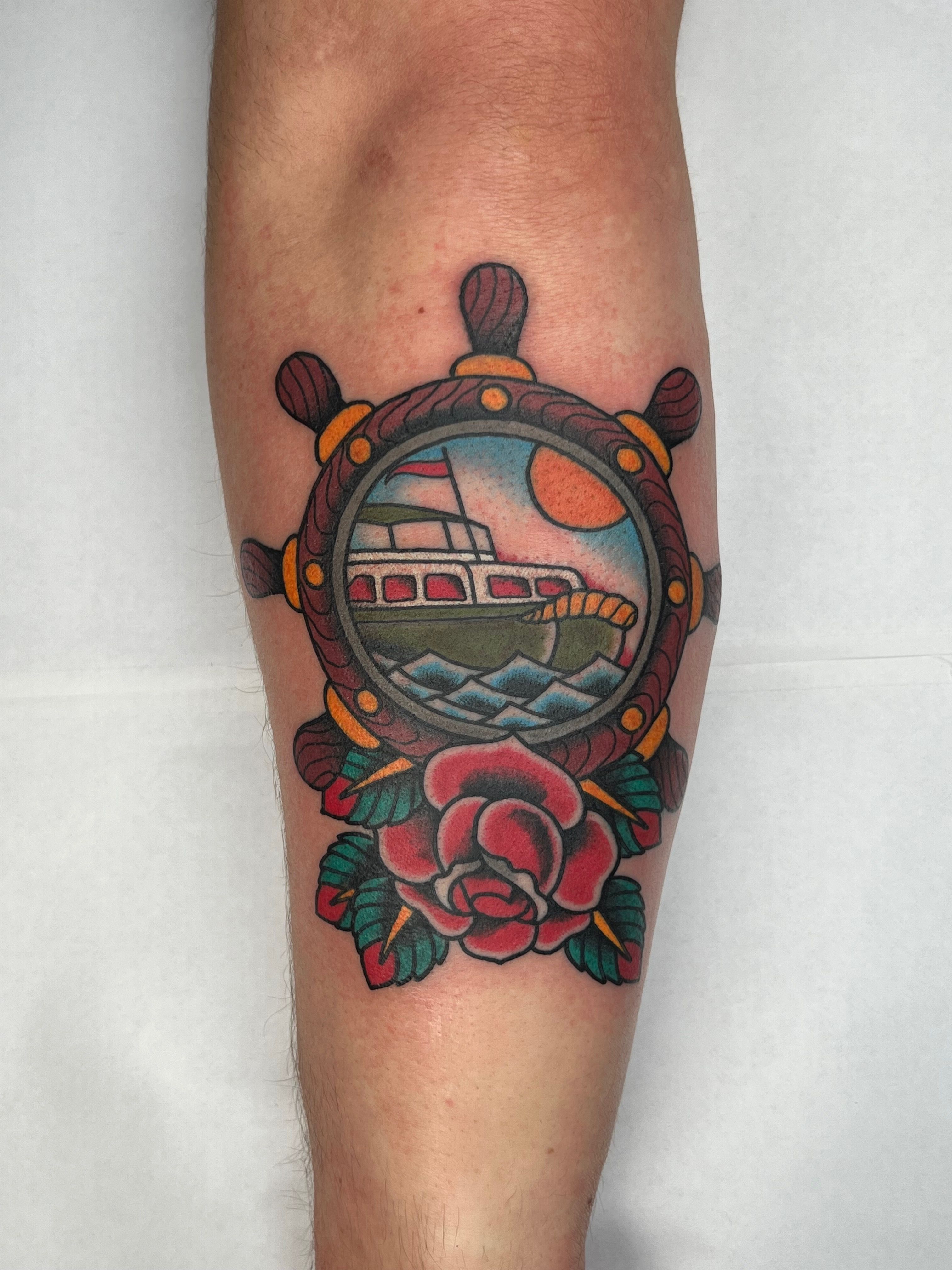 Traditional Ships Wheel and Anchor Tattoo by Krooked Ken at Black Anchor  Tattoo in Denton MD | Traditional anchor tattoo, Ship wheel tattoo, Men  tattoos arm sleeve
