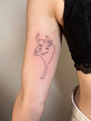 Ignorant fine line tattoo by Jonathan Glick, combining elements of surrealism and illustrative art.