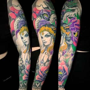 Neotraditional Lady tattoo