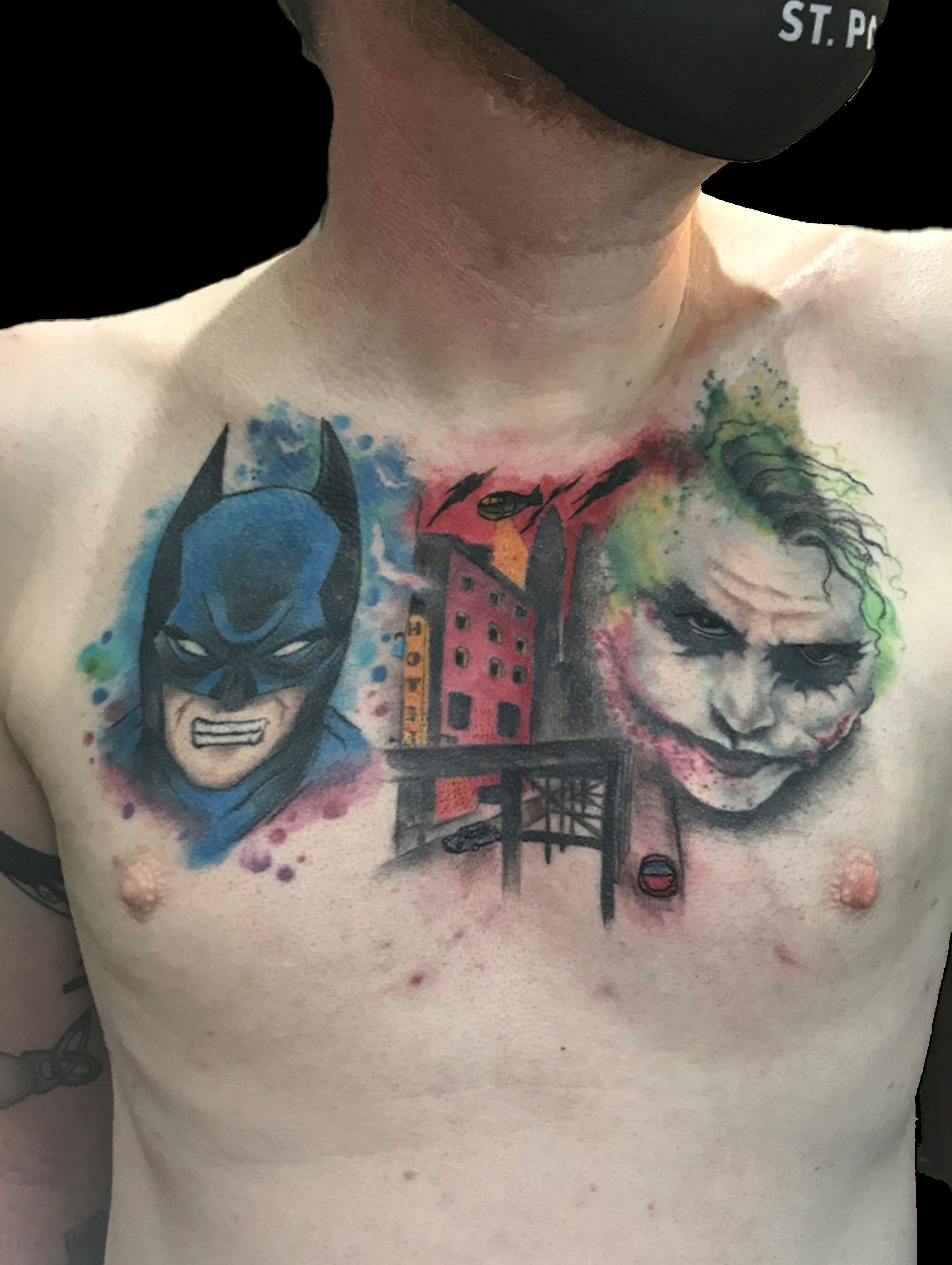 Joker Face Tattoo On Chest