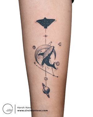Moon and Whale Tattoo made by Harsh Kava at Circle Tattoo India 