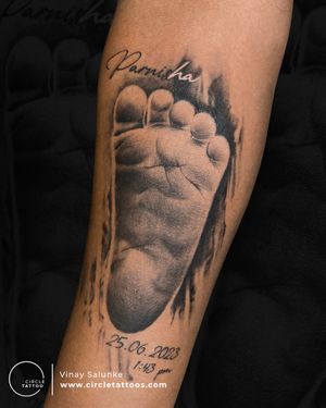Baby Foot Print Tattoo made by Vinay Salunke at Circle Tattoo India 