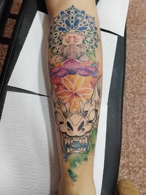 #tattoodiablo #tattooloto #watercolor #acuarela #mandalatattoo Diseño personalizado falta una sección más pero espero que le guste Conejo art Consultas 79754922