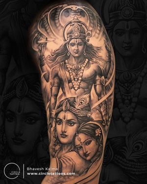 Religious Vishnu and Radha Krishna Tattoo made by Bhavesh Kalma