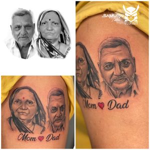 portrait tattoo |tattoo for mom dad |Mom dad tattoo |Mom dad face tattoo 