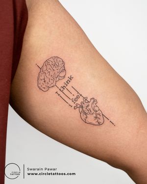 Brain and Heart Tattoo made by Swarain Pawar at Circle Tattoo Dadar 
