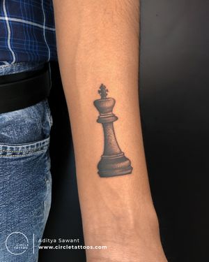 Chess Piece King Tattoo made by Aditya Sawant at Circle Tattoo Pune