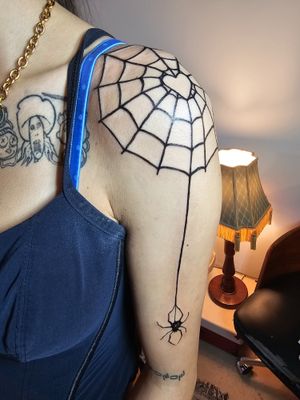 Shoulder tattoo spider web 