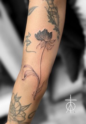 Blackwork Floral Tattoo by Claudia Fedorovici ( Ascetic Tattoo ) #blackworktattoo #floraltattoo #finelinetattoo #claudiafedorovici #tempesttattooamsterdam #tattooartistsamsterdam 