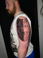 Split Wolf Tattoo