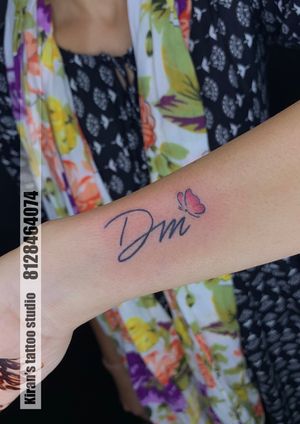 DM tattoo | DM logo | name tattoo | butterfly tattoo