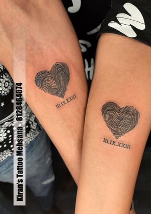 couple tattoo | heart tattoo | finger print tattoo | kiran tattoo 