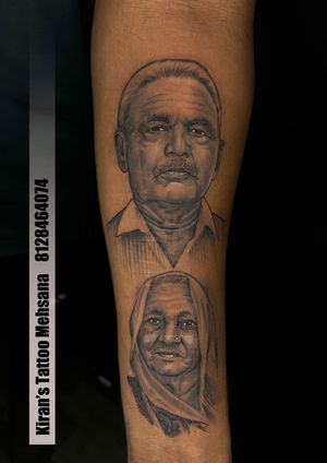 portrait tattoo | face tattoo | mom dad tattoo | half sleeve tattoo | kiran tattoo