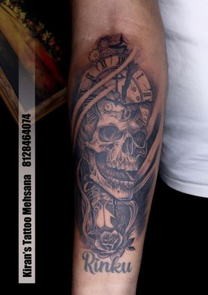 skull tattoo | half sleeve tattoo | watch tattoo | kiran tattoo | mehsana