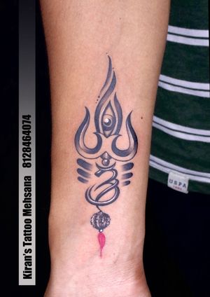 trishul tattoo | om tattoo | om with trishul | kiran tattoo