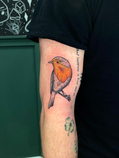 Get a stunning illustrative sparrow tattoo by the talented artist Liam Collins. Perfect for bird lovers!