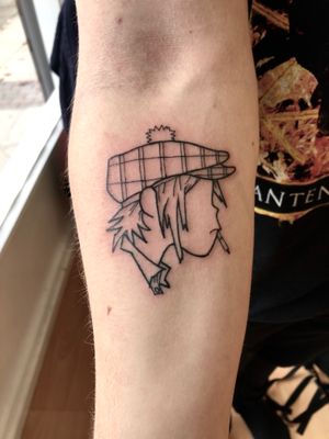 Vibrant ignorant style forearm tattoo by artist Liam Collins inspired by the iconic Gorillaz album cover
