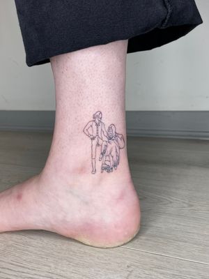 Fine line and illustrative tattoo inspired by the iconic album cover of 'Rumours' by Liam Collins