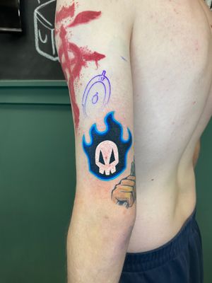 Get an anime illustrative tattoo inspired by Bleach's shinigami. Let Liam Collins bring your favorite character to life on your skin.