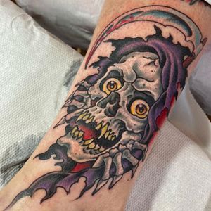 Embrace the dark side with this powerful Grim Reaper tattoo done in traditional style by renowned artist Gianluca Fusco.