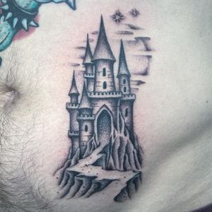 Impressive dotwork castle design by Gianluca Fusco, combining intricate details with illustrative style.