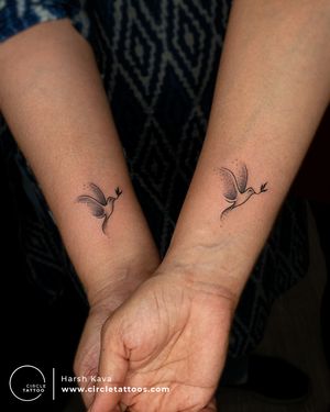 Matching Bird Tattoo made by Harsh Kava at Circle Tattoo India
