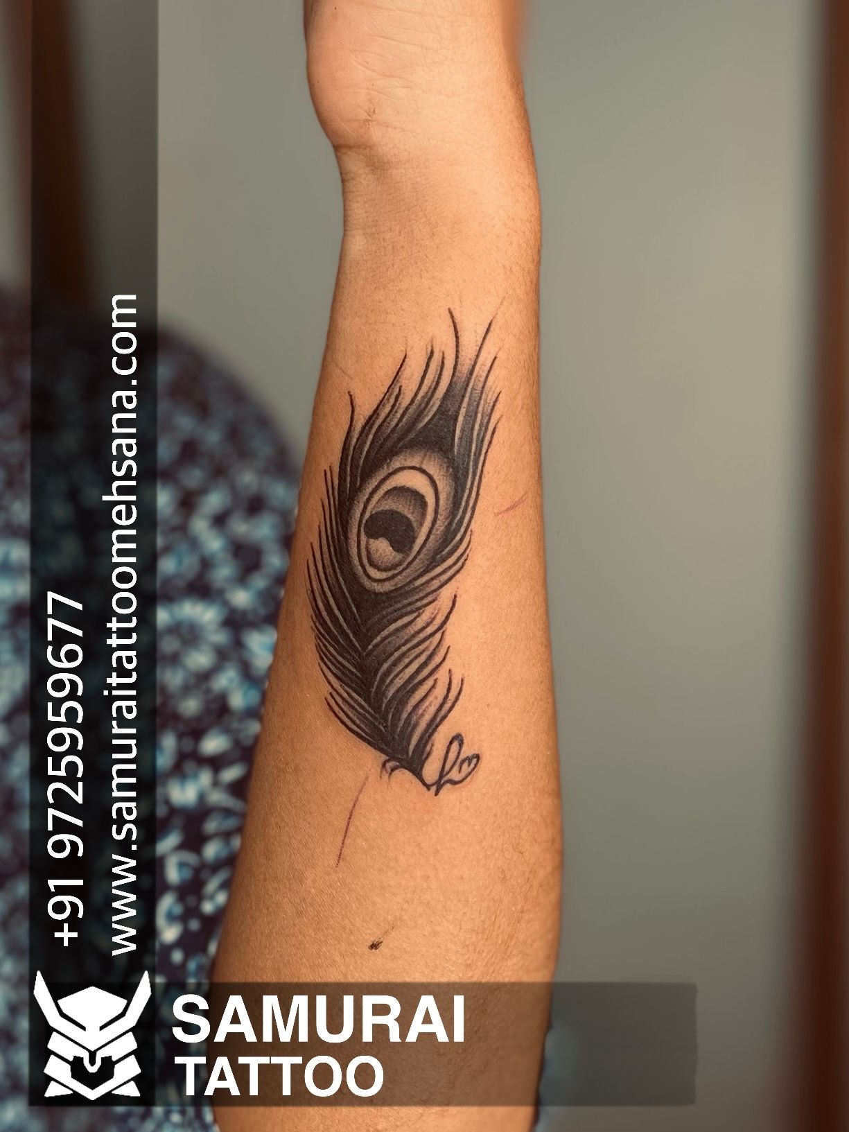Three Black and White Bird Feather Tattoo Design - Tattapic®