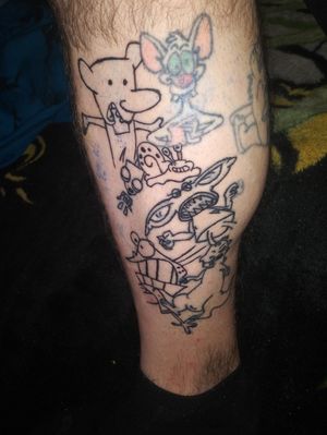 My work on myself 10/23 and Pinky and Thumper my work 10yrs ago with bad ink