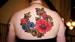 flowers embroidery tattoo