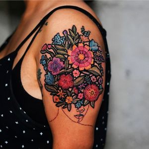 Embroidery flower tattoo  