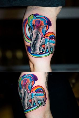 elephants embroidery tattoo