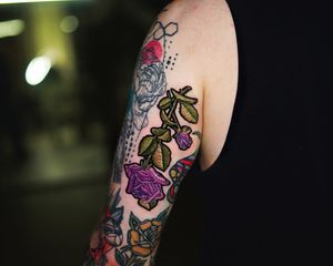 Embroidery flower tattoo  