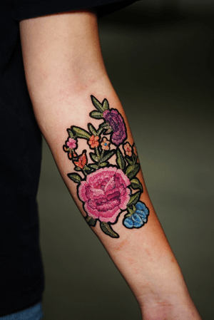 Embroidery flower tattoo