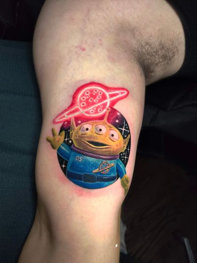 Get a whimsical and vibrant anime-style tattoo inspired by Disney's Toy Story in Chicago, US. Perfect for fans of the classic animated film!