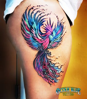 Phoenix watercolor tattoo by Daniel Natural