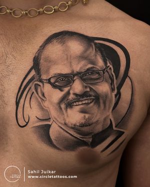 Dad Portrait Tattoo made by Sahil Juikar at Circle Tattoo Dadar
