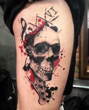 Custom trash polka skull by our resident @f.eric_ 
Get in touch to book with Felipe for the next week. 
Books/info in our Bio: @southgatetattoo 
•
•
•
#trashpolkatattoo #trashpolka #skulltattoos #skull #sgtattoo #london #londontattoostudio #enfield #southgate #amazingink #londonink #southgatepiercing #northlondon #londontattoo #southgatetattoo #southgateink #northlondontattoo