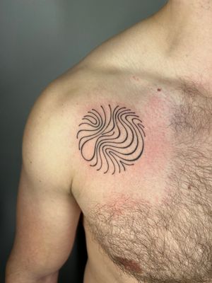 Discover the beauty of fine line tattoos with this wavy and abstract design by talented artist Danyul. Embrace the fluidity and elegance of flowing lines.