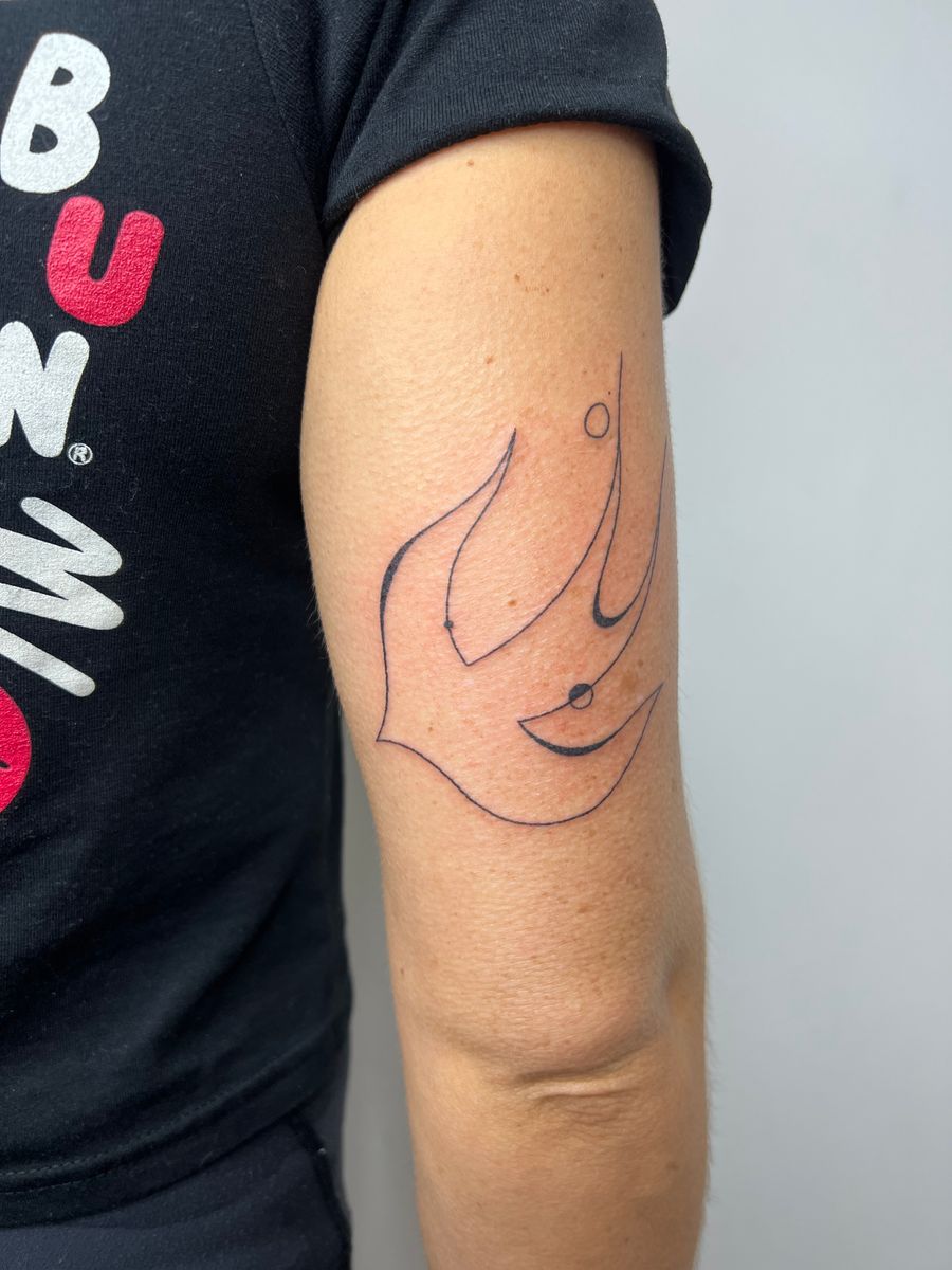 Surreal Fine Line Dove Tattoo by Danyul • Tattoo uploaded by Dan