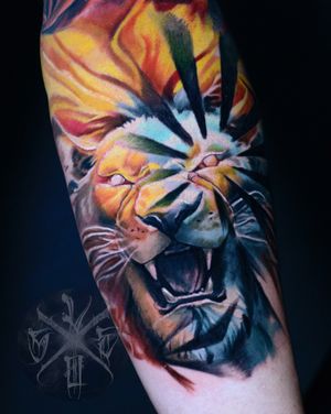 ❌ Alchemist Lion ❌#tatuaz #warszawa #polska #lew #lion #king #kolor #lion #abstract #surrealism #pattern #geometry #forearm #tattoo #color #kolor #alchemy #mistycal #magic #alchemist #mage #symbol 