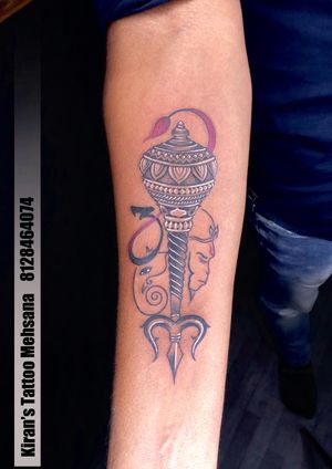 Hanuman Tattoo | Gada Tattoo | Trishul Tattoo | Kiran Tattoo Mehsana | Kiran Tattoo | Mehsana Tattoo Shop | Mehsana | Gujarat