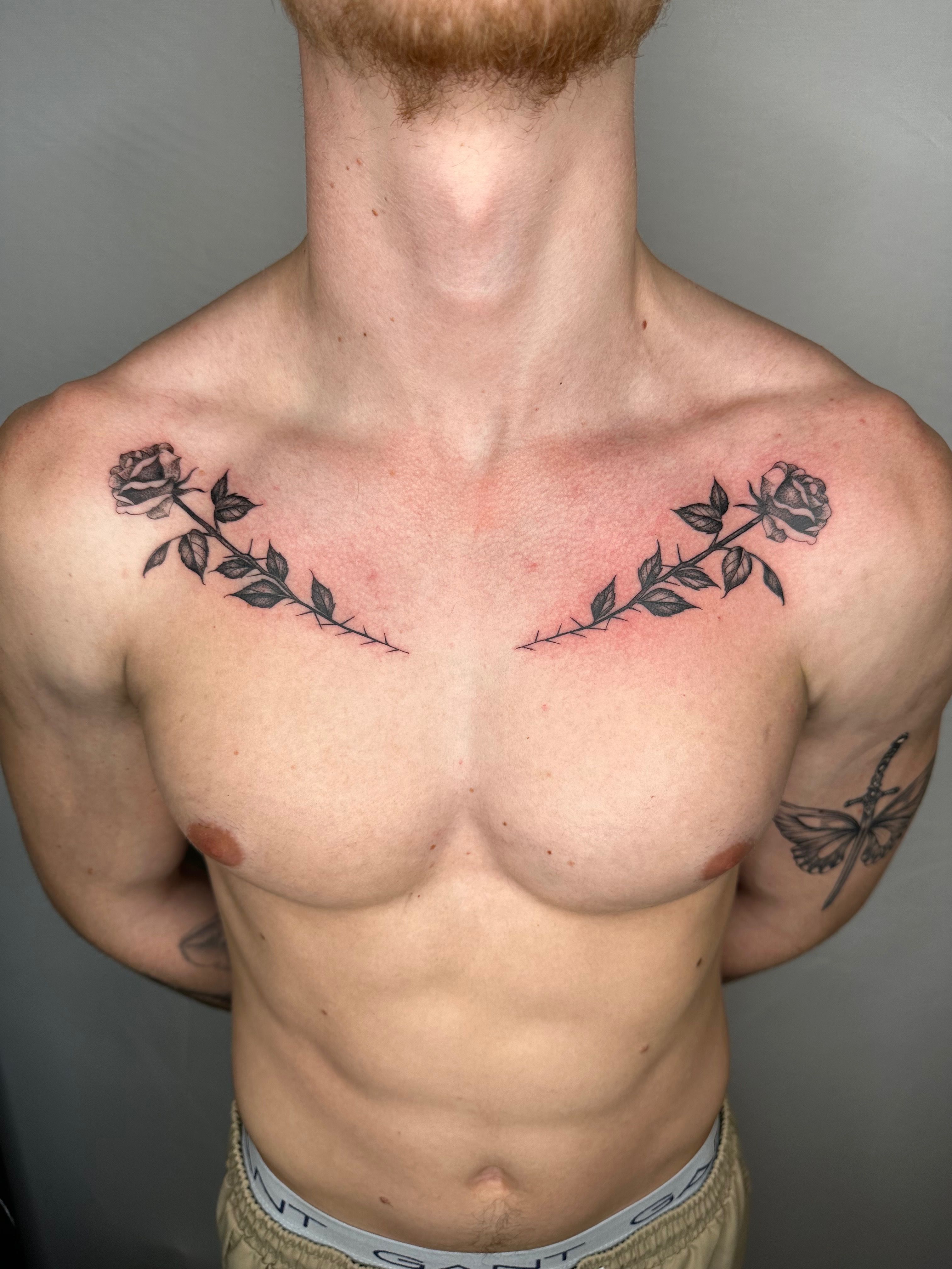 tattrx | Necklace tattoo, Chest tattoo men, Collar tattoo