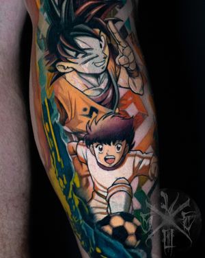  Goku vs Tsubasa Anime ❌#tattoo #tatuaż #tatuaze #anime #manga #otaku #tsubasa #goku #dragonball #capitantsubasa #pattern #abstract #kolortattoo #tatuazkolorowy #lydka #warszawa #polska #polandtattoos