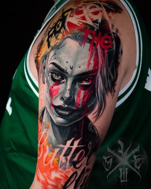 Efekt dwóch dni pracy nad kompozycją z Harley Quinn w roli głównej #tatuaż #tattoo #tatuaże #warszawa #harleyquinn #dcuniverse #cartoon #tattooart #tatoodo #tattooed #tatooedgirls #tattooer #tattoogirl #tattoomodel #tattoooftheday #tattoos #tattooartistpl #tattooartistmag #tattoocare #abstracttattoos #abstracttattoo