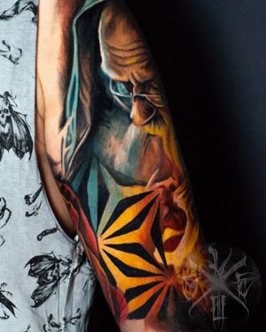 ❌ The Alchemist ❌#tattoo #tatuaż #tatuaze #otaku #alchemik #magik #mistyczny #portrait #portret #ramie #duzyformat #pattern #abstract #kolortattoo #tatuazkolorowy #workinprogress #warszawa #polska #polandtattoos