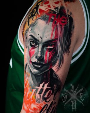 Efekt dwóch dni pracy nad kompozycją z Harley Quinn w roli głównej #tatuaż #tattoo #tatuaże #warszawa #harleyquinn #dcuniverse #cartoon #tattooart #tatoodo #tattooed #tatooedgirls #tattooer #tattoogirl #tattoomodel #tattoooftheday #tattoos #tattooartistpl #tattooartistmag #tattoocare #abstracttattoos #abstracttattoo
