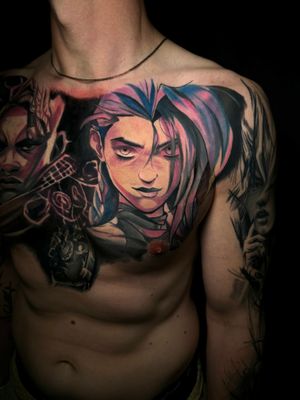 ❌ Ekko vs Jinx Arcana Chest ❌#tattoo #tatuaż #tatuaze #warszawa #anime #manga #otaku #jinx #ekko #arcana #leagueoflegends #lol #chest #klatka #polska #kolortattoo #tatauzkolorowy