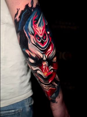 #tatuaż #warszawa #tcpl #tattoochampionship #onimask #hannya #mask #graffiti #streetarttattoo #przedramie #tattoo #tatuaze #polandtattoos 